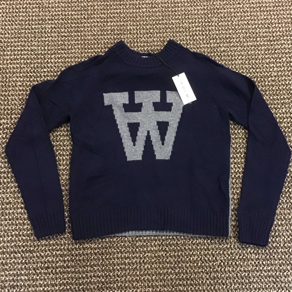 Wood Wood Women’s Wool Navy/Grey Crew Sweater - S